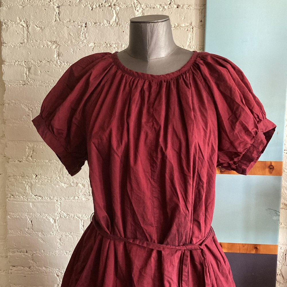 Elegant Cotton-Light Weight Linenish Look Burgundy Dress